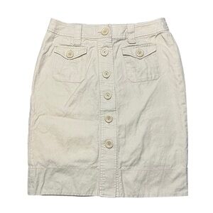 Banana Republic Cotton Linen Blend Cream Button-Down Pencil Skirt Size‎ 0